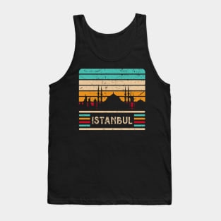 Istanbul Vintage Skyline Sultan Mosque Turkey Tank Top